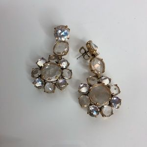 J. Crew Crystal Flower Drop Stud Earrings
